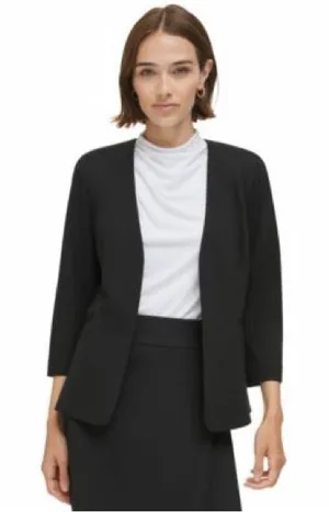 Calvin Klein Black Open-Front Blazer with Three-Quarter Sleeves thumbnail 1
