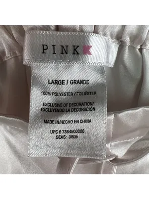 Victorias Secret PINK Size Large L Pajama Pants Satin Blush Pink PJs Drawstring thumbnail 3