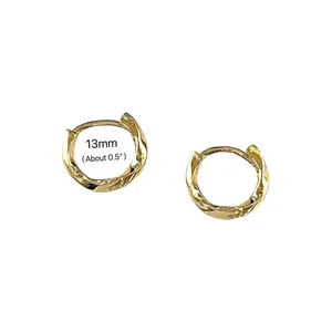 13mm Small Hoop Earrings for Women Irregularly Twisted Design Gold Hoop thumbnail 5
