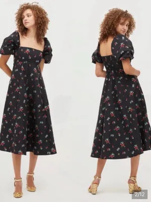 Hill House Matilda Black Ikat Floral Dress Size XS NWT thumbnail 2