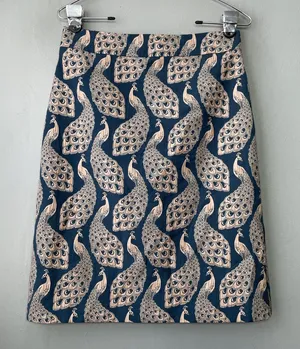 Ann Taylor Pencil Skirt Size 2 Teal Peacock Brocade Jacquard Tapestry Elegant thumbnail 1