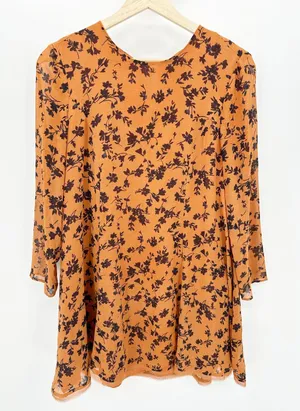 Urban Outfitters Kimchi Blue Orange Floral Cinderdrea‎ Frock Mini Dress Womens M thumbnail 1