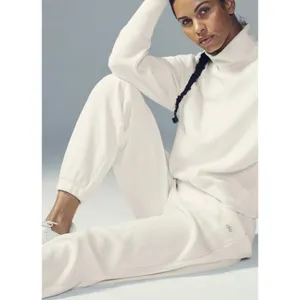 Alo Weekend Escape Joggers Ivory Waffle Thermal High-Rise Waist Cream Sweatpants thumbnail 5