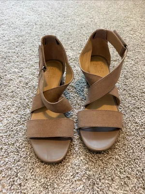 Naturalizer Brown Suede Crisscross Ankle Strap Heels thumbnail 2