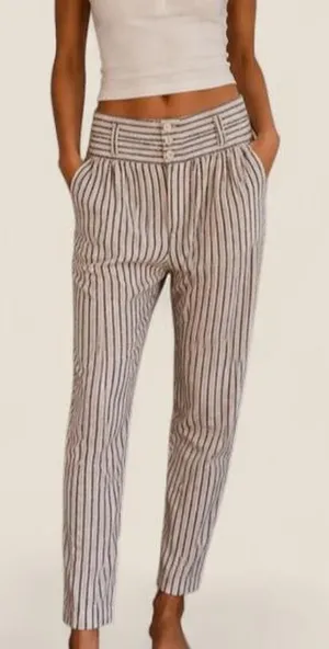 Free People relaxed striped cotton harem slouchy boho pants size 8 thumbnail 1
