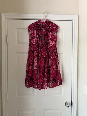 Free People Magenta Velour Paisley Dress thumbnail 5