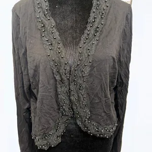 Vintage Black Beaded Long Sleeve Bolero cardigan size xl thumbnail 3