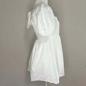 Forever 21 Dress White Puff Sleeve Tie Back Babydoll Mini Dress Cottagecore S thumbnail 3