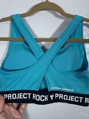Under Armour Women L Blue Project Rock Crossback Sports Bra Athleisure Workout thumbnail 4