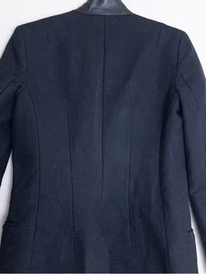 AllSaints Lorie Wool Long Coat 2 Ink Black Slim Fit Single Breasted Leather thumbnail 9