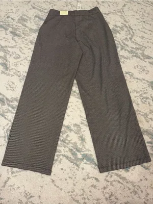 Max Studio London Wide Leg Trousers Black White Micro Check L NWT thumbnail 5