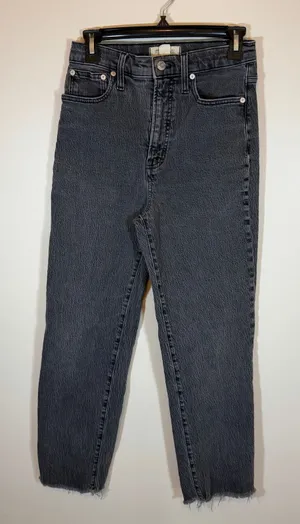 Madewell The Perfect Vintage Straight Jeans Womens 26 Gray Crinkle Wash thumbnail 1