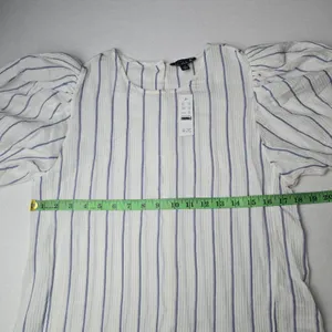 J. Crew NWT Women's Puff‎ Sleeve Top in Sheer Gauze White Striped Size XS thumbnail 8
