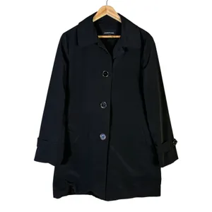London Fog Womens Classic Trench Coat‎ Size L Black Work Office Timeless Classic thumbnail 2