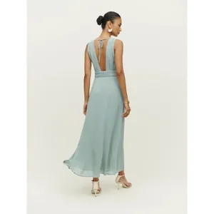 NEW Reformation Green Rosalind Halter Plunge V Cocktail A Line Maxi Dress Size 2 thumbnail 11
