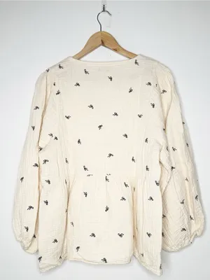Madewell Tiny Bows Peplum Faux Wrap Top Large thumbnail 9