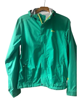 Orage Green Hooded Rain Jacket with Yellow Accents thumbnail 1