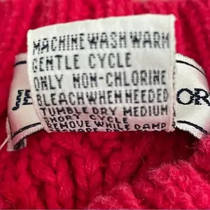 Jennifer Moore Vintage Cotton Red Cable Knit Shoulder Pads Y2K Cozy Sweater SZ M thumbnail 6