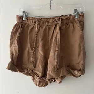Aerie Adorable Khaki‎ Brown Soft Stretchy Waist Tie Front Shorts thumbnail 5