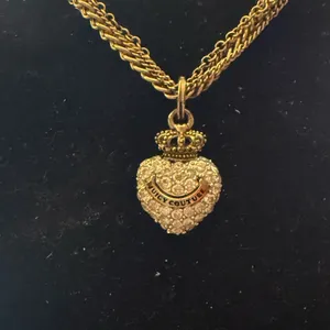 vintage juicy couture, antique gold CZ heart crown neck necklace multilayer thumbnail 5