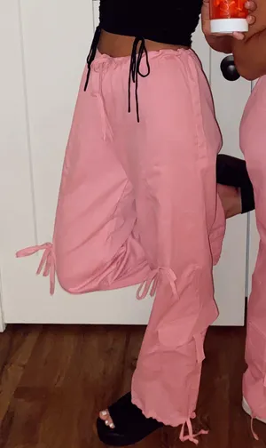 Amazon pink parachute pants thumbnail 1