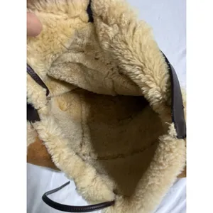 UGG Australia Chestnut Suede Shearling Trim Crossbody Hobo Bag Brown Leather thumbnail 5