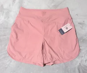 Hodo Sports Women’s Pink Solid Knit Lined Athletic Activewear Shorts Running thumbnail 1