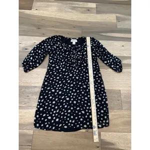 Francesca’s Collection Black White Polka Dot Chiffon Blouson Dress Sz L Ruffle thumbnail 11