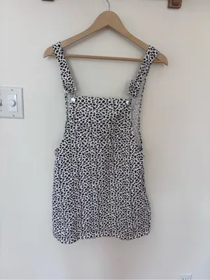 Kendall + Kylie White Leopard Print Denim Overall Dress – 23” Length thumbnail 6