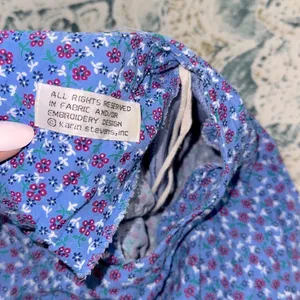 Karin Stevens vintage Blue Floral Midi Dress size 14 smocked waist thumbnail 6