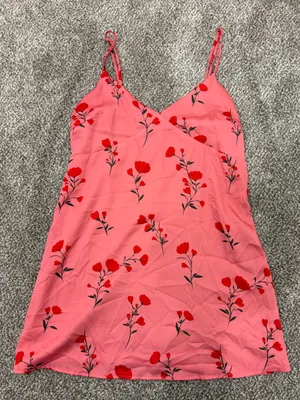 Lulu's Coral Pink Floral Satin Slip Dress thumbnail 6