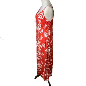 YAS Red Tropical Floral Boho Maxi Dress XL | Resort‎ Beach Vacation Sundress NWT thumbnail 7
