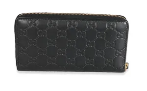 Gucci Black Embossed GG Zip Wallet with Gold Hardware thumbnail 1