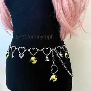 Silver Spooky Halloween Handmade Heart Chain Belt, Fits 26-44 Inches, X7GA1399 thumbnail 3