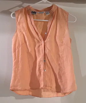 Vintage Sleeveless Button down Top Tan Size M thumbnail 1