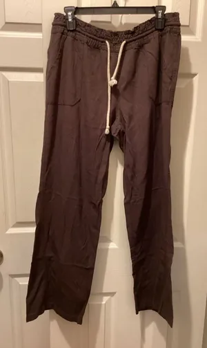 Angel Kiss Dark Brown Straight-Leg Drawstring Pants thumbnail 1