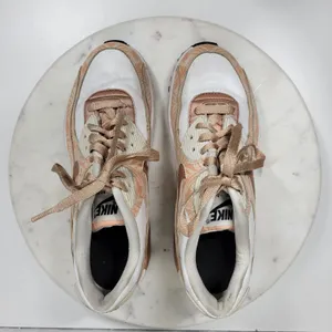 Nike Air Max 90 Print Sneakers Women 6.5 White Bronze Leather Lace Up Running thumbnail 10
