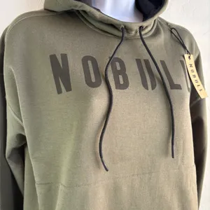 NEW NOBULL Womens Performance Training Hoodie Drawstring‎ Small Olive Green thumbnail 2
