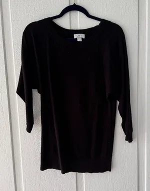 LOFT Dolman Sleeve Tunic Top Blouse Casual Comfy Black Size Medium‎ thumbnail 1