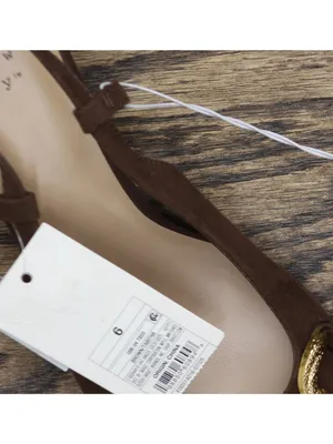 NWT A New Day Womens Tabitha Oversized Chain Sling Back Heels 94305243 Brown 6M thumbnail 8