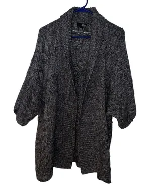 Ana A New Approach Dark Grey Shrug Sweater Short Sleeve‎ Knit Open Front L/XL thumbnail 1