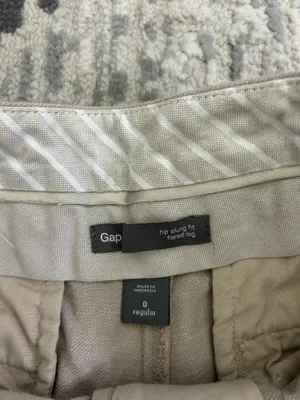 Gap Linen Pants Hip Slung Flared Women’s Leg Cotton Beige thumbnail 3