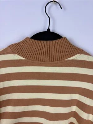 Maeve Cotton Boxy Oversized V-Neck Top Women’s Medium Striped Yellow Orange thumbnail 7