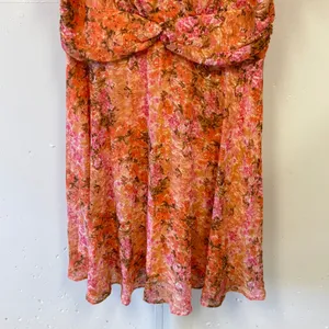 NWT Avenue Floral Chiffon Midi Dress Orange V-Neck Short‎ Sleeve Plus Size 18W thumbnail 4