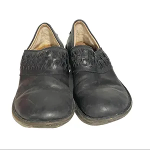 Crocs UGG Australia ANILA Slip-on Shoes Womens Sz 9 Black Leather Wool Lined‎ Braided thumbnail 2