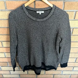 Madewell Riverside Pullover Crew Sweater in Dotweave Black & White Size Medium thumbnail 2