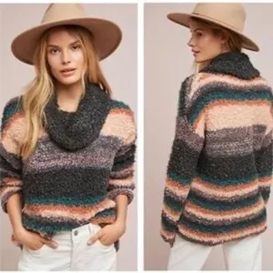Anthropologie‎ Moth Murray Striped Cowl Neck Sweater sz S thumbnail 2