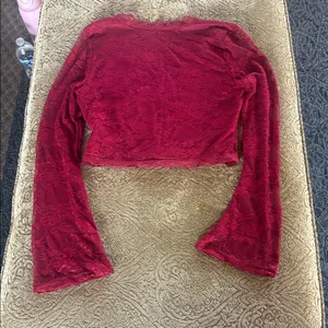 SHEIN Burgundy Lace Top thumbnail 2