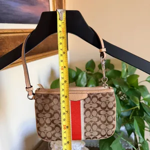 Coach Signature C Wristlet Orange Brown Racing Stripe Y2K Preppy Classic thumbnail 4