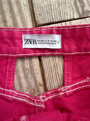 Zara Hot Pink Contrast Stitch Pants size 6 thumbnail 5
